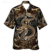 preiswerte Ozean-Druck-Herren Tropisch Fische Hemd Hawaiihemd Sommerhemd Aloha-Shirt Kurzarm Hemd Umlegekragen Tropisch Modisch Hawaiianisch Casual Hawaiianisch Festtage Weiß Gelb Schwarz / Braun S M L