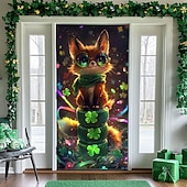 abordables Día de San Patricio-Decoraciones para puertas del día de San Patricio, cubiertas para puertas, tréboles, tapiz de puerta de arco iris, cortina de puerta, decoración, telón de fondo, pancarta para puerta de