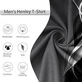 billige Geometrisk-Herre Grafisk Geometrisk mønster Henly-skjorte Langermet Mote søt stil Daglig Avslappet Ferie Ut på byen Vår &amp; Vinter Svart Henley Henley T-skjorte