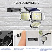 cheap Outdoor Wall Lights-Outdoor Solar Waterproof Wall Lamp - 214 LED Beads Motion Sensor with 4 Adjustable Heads, 340° Wide-Angle for Porch, Balcony, Courtyard, Garden &amp; Garage Lighting 1pc