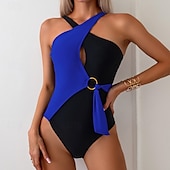 abordables Maillots une pièce et tankinis-Femme Maillot de bain 1 pièce Découpé Maillots de Bain Mosaïque Maillots de Bain Rose Claire Bleu Respirable Séchage rapide Poids Léger Sans Manches - Natation Surf Plage Eté Printemps