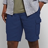 economico Classico-Per uomo Pantaloncini Pantaloncini di lino Pantaloncini estivi A cordoncino Vita elastica Multi tasca Liscio Comfort Traspirante Breve Informale Per eventi Per uscire Di tendenza Streetwear Nero