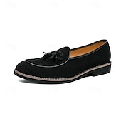 Χαμηλού Κόστους Ημιεπίσημο-ανδρικά σουέτ loafers με λεπτομέρεια φούντας – κομψά casual slip-on παπούτσια με λευκές σωληνώσεις, άνετα παπούτσια για καθημερινή χρήση και ημιεπίσημες εκδηλώσεις