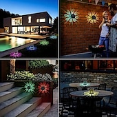 abordables Aplique de pared para exterior-Lámpara de pared LED solar con 7 cambios de color para escaleras de terraza, patio, canal, iluminación decorativa para exteriores, lámpara solar impermeable para paisaje, 2 piezas