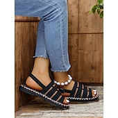 cheap Casual Sandals-Women&#039;s Braided Strap Sandals with Slingback Design – Comfortable Summer Footwear for Casual and Outdoor Activities