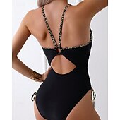 abordables Maillots une pièce et tankinis-Femme Maillot de bain 1 pièce Dos Nu Maillots de Bain Couleur Pleine Maillots de Bain Noir Respirable Séchage rapide Poids Léger Sans Manches - Natation Surf Plage Eté Printemps