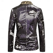 baratos Tops-blazer disco 1980s 2 cores brilhante lantejoulas smoking ajuste fino lapela colarinho ternos carnaval traje masculino adulto halloween carnaval festa de casamento clube smoking