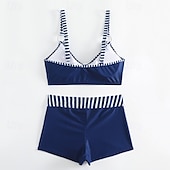 abordables Maillots une pièce et tankinis-Femme Tankini Maillot De Bain Deux Pièces Col en V Dos ouvert Maillots de Bain Maillots de Bain Noir Rose Claire Respirable Séchage rapide Poids Léger Sans Manches - Natation Surf Plage Eté Printemps