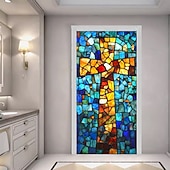 billige Dørdeksler-Dørdekorasjoner Dørtrekk Kors Blekktglass Effekt Dørvev Dørgardin Dekorasjon Bakgrunn Innendørs/Utendørs Dørbanner Framdør Gårdsdrift