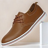 cheap Semi-Formal-Men&#039;s Casual Lace-Up Shoes – Vibrant Faux Leather Upper, Lightweight Design, Non-Slip Sole, Perfect for Everyday Wear and Summer Outings