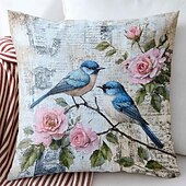 levne květinový a rostlinný styl-1 ks Polyester Polštářový potah, Zvíře stromy a listí rustikální design Pastýřský Obdélníkový Tradiční Klasický