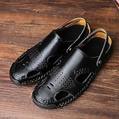 abordables Sandalias casuales-Hombre Sandalias Zapatos hechos a mano Microfibra Transpirable Cómodo Antideslizante Hebilla Amarillo-marrón Negro