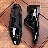 baratos Formal-sapatos brogue masculinos de couro envernizado preto - estilo formal clássico para negócios, escritório e ocasiões especiais