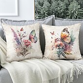 cheap Floral &amp; Plants Style-Rustic Floral Decorative Toss Pillows Cover 1PC Soft Square Couch Cushion Case Pillowcase for Bedroom Livingroom Sofa Chair