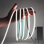 abordables Bandes lumineuses à brancher-Bande lumineuse LED COB 24 V 4-10 m ultra étroite 5 mm 3000 K 4000 K 6000 K CRI90 sans zone sombre, ruban LED flexible et découpable à intensité variable, convient pour la décoration intérieure de