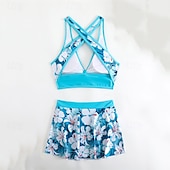 abordables Maillots une pièce et tankinis-Femme Tankini Maillot De Bain Deux Pièces Dos Nu Maillots de Bain Mosaïque Maillots de Bain Noir Jaune Respirable Séchage rapide Poids Léger Sans Manches - Natation Surf Plage Eté Printemps