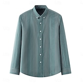 cheap Men&#039;s Elite Shirts-Men&#039;s Oxford Shirt Black Navy Blue Green Light Grey Dark Grey Long Sleeve Striped Vertical Stripes Button Down Collar School Wedding Buttons Clothing Apparel Neutral Fashion Daily