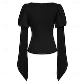 cheap Tops-Retro Vintage Rococo Medieval Blouse / Shirt Vampire Vikings Solid Color Women&#039;s Celtic Pirate Fantasy Masquerade Casual Daily Adults&#039; Blouse