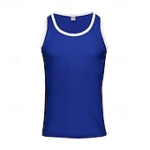 billiga Gym-toppar-Herr Linne Undertröjor Ärmlös tröja Ärmlös Rund hals Sommar Slät Mode Designer Muskel Utomhus Utekväll Gym Svart Vit Rubinrött Topp t-shirt för män
