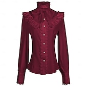 levne Topy-Retro Rokoko Středověké Halenka / košile Upír Princeznovské Krajka Mašle Pevná barva Dámské Pirát Královský Steampunk Plesová maškaráda Běžné / Denní Dospělé Halenka