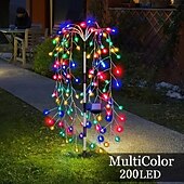 tanie Światła gruntowe-1/2szt. lampki solarne naziemne w kształcie petard – zewnętrzne, wodoodporne lampy ogrodowe, 200/400 diod LED, fajerwerki w kształcie wróżek do dekoracji willi, podwórka, trawnika i chodnika
