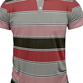 billiga Herrsportpolo-Herr Randig Rugby Polo Kortärmad Polotröjor Skjortor med krage Ledigt Skola Utomhus Sport Dagliga kläder 3D-utskrift Sommar Vår Höst Gul Rubinrött Blå
