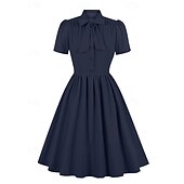 levne Šaty-Elegantní 50. léta Retro Ke kolenům Šaty A-Line šaty Čajové šaty Pevná barva A-Linie Dámské Vánoce Karneval Nový rok Maturita Denní nošení loučení se svobodou nevěsty Dospělé Šaty pro návrat domů Léto