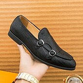 economico Semi-formale-mocassini da uomo firmati con doppia fibbia, tomaia in mesh testurizzato, scarpe casual eleganti per il lavoro e le occasioni speciali