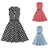 levne Šaty-Retro 50. léta Rockabilly Šaty Houpací šaty Puntíky Maškarní kostým Dívčí Karneval Plesová maškaráda Denní nošení loučení se svobodou nevěsty Dětské Šaty Šaty pro návrat domů