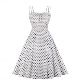 preiswerte Kleider-Retro Vintage 1950er Kleid Swing-Kleid Übergröße Tupfen Damen Karneval Maskerade Alltagskleidung Junggesellinnenabschiedsparty Erwachsene Kleid Abschlussballkleider