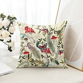 baratos estilo floral e plantas-Capa Decorativa de Almofadas de Insetos Florais 1PC Capa de Almofada Quadrada Macia para Sofá do Quarto Sala de Estar Primavera Verão