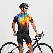 halpa Miesten vaatesarjat-Miesten Pyöräily jersey ja shortsit Lyhythihainen Maastopyöräily Maantiepyöräily Musta Keltainen Punastuvan vaaleanpunainen Kaltevuus Pyörä Spandex Urheilu Kaltevuus Vaatetus