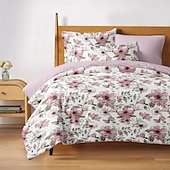ieftine 100% bumbac-Husă de duvet pentru pat de dimensiune normală set de așternuturi cu flori husă de pătură moale ușoară cu 2 fețe de pernă pentru vară primăvară