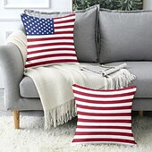 abordables 250º Aniversario-Funda de Almohada Decorativa Vintage de la Bandera Americana 1PC Funda de Cojín Suave Cuadrada para Sofá Cama Sala de Estar Silla 4 de Julio Día de la Independencia