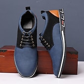 economico Semi-formale-scarpe casual oxford da uomo, sneakers eleganti con lacci blu e nere con dettagli in pelle scamosciata, calzature eleganti per lavoro, matrimoni e uso quotidiano