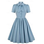 levne Šaty-Elegantní 50. léta Retro Ke kolenům Šaty A-Line šaty Čajové šaty Pevná barva A-Linie Dámské Vánoce Karneval Nový rok Maturita Denní nošení loučení se svobodou nevěsty Dospělé Šaty pro návrat domů Léto