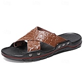 preiswerte Lässige Sandalen-Schwarze Herrensandalen mit Kreuzriemen, Krokoprägung und bequemer Gummisohle – lässiges Outdoor-Schuhwerk für Sommer, Strand und Alltag