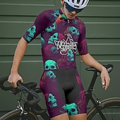 economico Maglie da uomo-Per uomo Maglia da Ciclismo Teschio Manica Corta Bicicletta Maglietta Maglia con 3 tasche posteriori Mountain Bike MTB Asciugatura Rapida Design Anatomico Assorbente Traspirante Gli sport Nero Viola