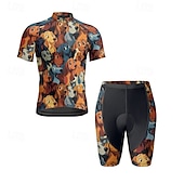 economico Set di abbigliamento da uomo-Per uomo Maglia con pantaloncini da ciclismo Manica corta Ciclismo da montagna Cicismo su strada Nero Giallo Rosso Con cagnolino Bicicletta Elastene Gli sport Con cagnolino Abbigliamento