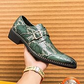 abordables Officiel-mocassins à imprimé serpent noir et blanc pour hommes avec détails en cuir verni et boucle – chaussures à enfiler élégantes pour les occasions formelles et décontractées