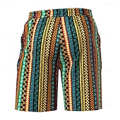 olcso Retro Vintage és Etika-Férfi Mértani formák Etno Úszónadrágok Deszkás short Közepes csípő Utcai sikk Hawaii Hétköznapi Szabadság Tengerparti nyaralás Zseb Zsinór Rugalmas derék Tervező Ruházat
