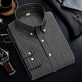 economico camicie oxford da uomo-Per uomo Camicie Camicia abbottonata Camicia Oxford Camicia non stirabile Camicia a righe A quadri / A righe / Chevron Matrimonio Ufficio e carriera Blu chiaro Bianco Blu marino Blu reale Manica lunga