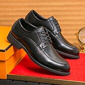 economico Formale-scarpe eleganti da uomo in similpelle marrone con lacci e dettagli intrecciati, stile classico formale, comode per matrimoni ed eventi aziendali