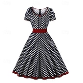cheap Dresses-Retro Vintage 1950s Dress Swing Dress Polka Dot Women&#039;s Carnival Masquerade Daily Wear Bachelorette Party Adults&#039; Dress Homecoming Dresses