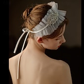abordables Cintas para la cabeza-Vestimenta de Cabeza Tul Boda Iglesia Retro Con Pedrería Con Cordón Celada Sombreros