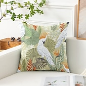 ieftine stil floral și plante-Pernă decorativă florală cu papagal husă pentru 1 bucată pernă moale pătrată pentru canapea husă pentru dormitor living canapea fotoliu