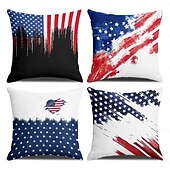 cheap Holiday Cushion Cover-American Flag Vintage Decorative Toss Pillows Cover 1PC Soft Square Couch Cushion Case Pillowcase for Bedroom Livingroom Sofa Chair 4th of July Independence Day
