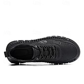 abordables Zapatos Informales con Cordones-Zapatos de senderismo para exteriores para hombre con parte superior de piel sintética duradera y suela resistente: zapatillas cómodas con cordones para uso diario y aventuras