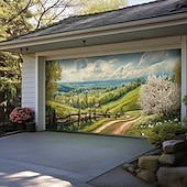 voordelige Garage en Deurbanners-Landschap Deur Decoraties Garage Deur Cover Lente Veld Buiten Banner Grote Achtergrond voor Feestdag Buiten Garage Deur Thuis Wanddecoraties