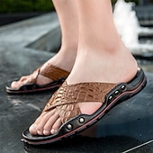 preiswerte Lässige Sandalen-Schwarze Herrensandalen mit Kreuzriemen, Krokoprägung und bequemer Gummisohle – lässiges Outdoor-Schuhwerk für Sommer, Strand und Alltag